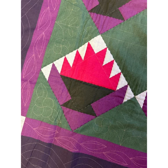 Unbranded Unisex Quilt One Size‎ Green, Teal and Purple, Preowned - Picture 2 of 12
